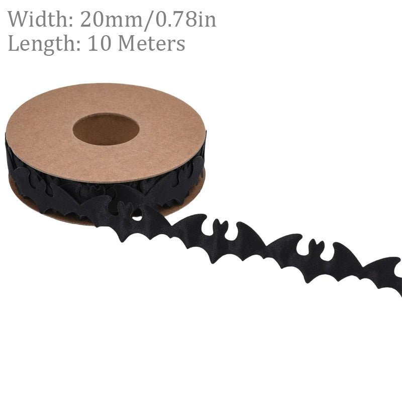 10M Halloween reliëf lint - Geest, pompoen, vleermuis en spin - Polyester lint voor decoratie en cadeauverpakking - Bivakshop