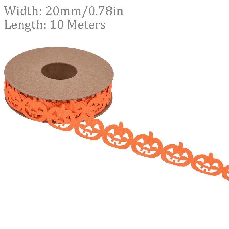 10M Halloween reliëf lint - Geest, pompoen, vleermuis en spin - Polyester lint voor decoratie en cadeauverpakking - Bivakshop