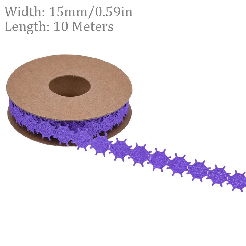 10M Halloween reliëf lint - Geest, pompoen, vleermuis en spin - Polyester lint voor decoratie en cadeauverpakking - Bivakshop
