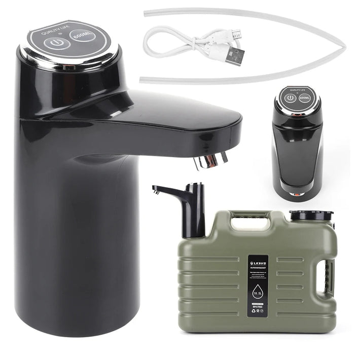 11L watercontainer met kraan – Grote camping watertank met USB - oplaadbare elektrische pomp - Bivakshop