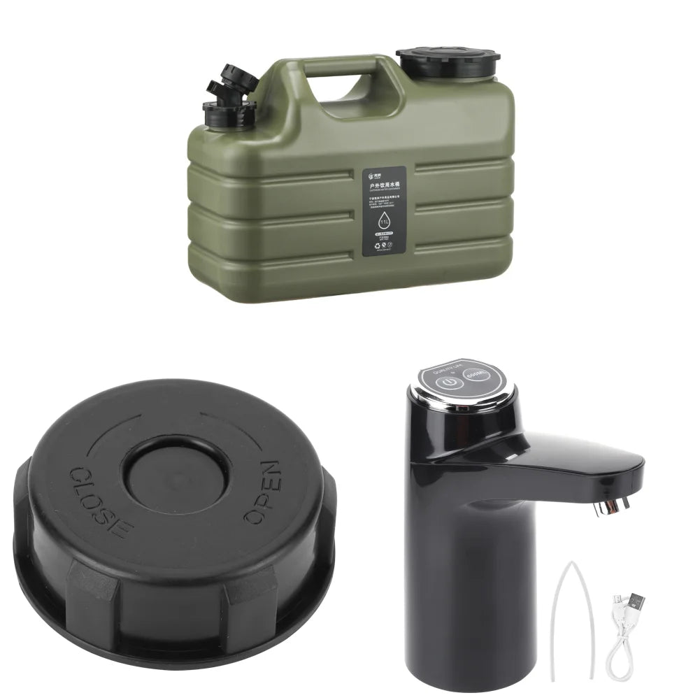 11L watercontainer met kraan – Grote camping watertank met USB - oplaadbare elektrische pomp - Bivakshop