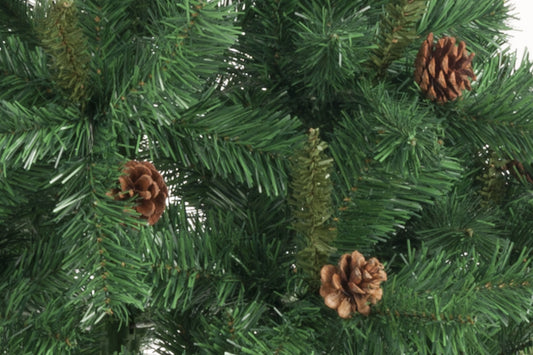 Kunstkerstboom - Spar Met Dennenappels - Kerstdecoratie Voor Binnen - 980 Takken - 210 Cm - Groen