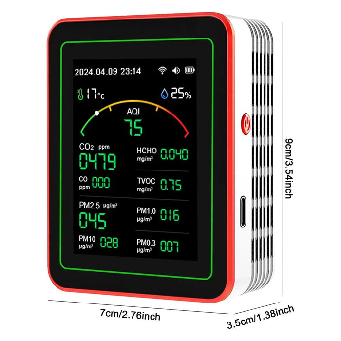 15 - in - 1 slimme luchtkwaliteitsmeter – WiFi CO2/CO/TVOC/PM2.5/HCHO detector met temperatuur & vochtigheidsweergave - Bivakshop