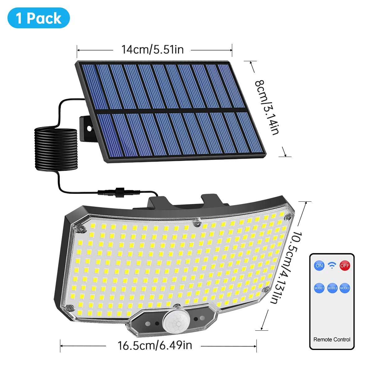 234 LED Solar Buitenlamp – Bewegingssensor & Afstandsbediening – IP65 Waterdicht – 3 Verlichtingsmodi - Bivakshop