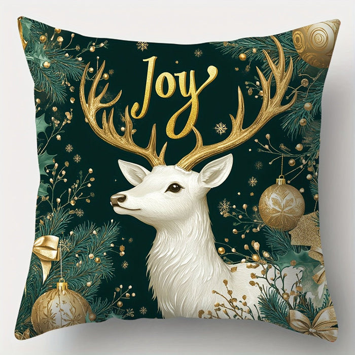 4 - Delige Kerst Kussensloop Set – Feestelijke Decoratie - 45x45 cm - Bivakshop