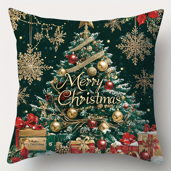 4 - Delige Kerst Kussensloop Set – Feestelijke Decoratie - 45x45 cm - Bivakshop