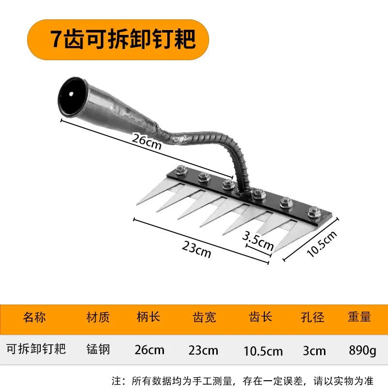 5/6/7/8 Teeth Carbon Steel Garden Hand Rake Farm Tool Weeding Scarifier Agricultural Nail Harrow Metal Harrow Garden WeedingTool - Bivakshop