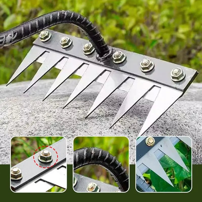 5/6/7/8 Teeth Carbon Steel Garden Hand Rake Farm Tool Weeding Scarifier Agricultural Nail Harrow Metal Harrow Garden WeedingTool - Bivakshop