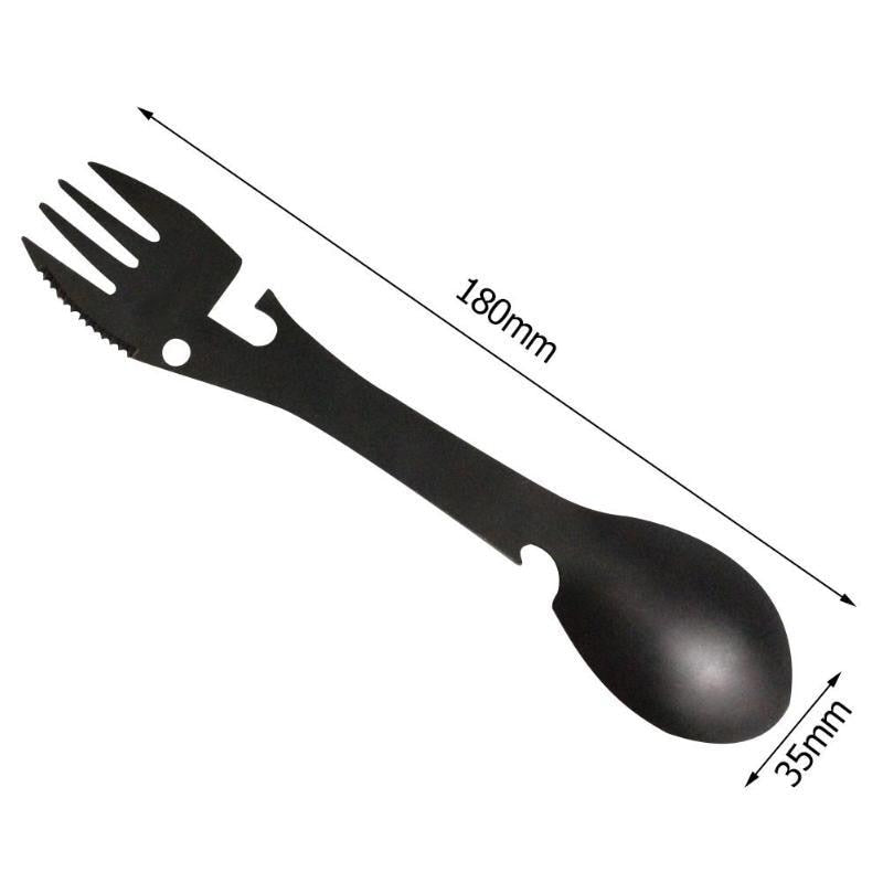 Outdoor survival gereedschap 5-in-1 EDC kit - Vork, mes, lepel, fles- en blikopener