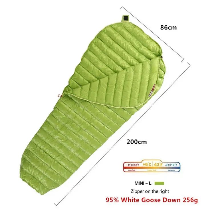AEGISMAX ultralichte slaapzak - 95% ganzendons - Mummy model - 3 seizoenen - Bivakshop