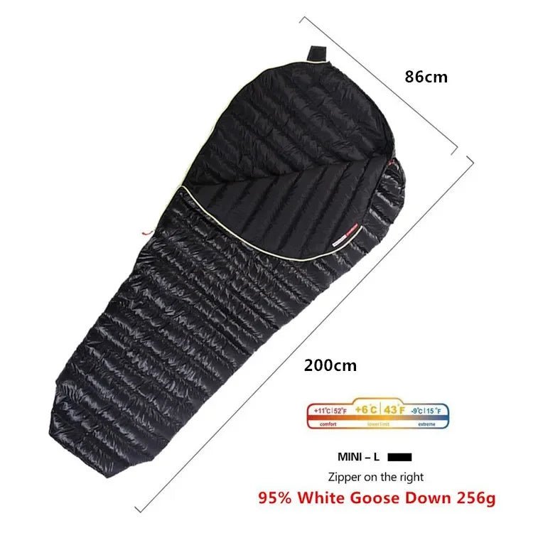 AEGISMAX ultralichte slaapzak - 95% ganzendons - Mummy model - 3 seizoenen - Bivakshop