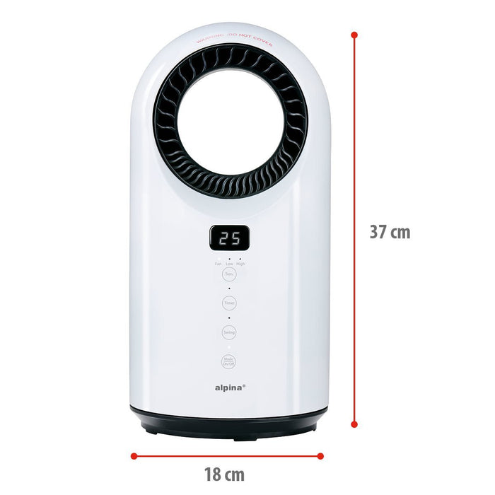 Alpina - Bladloze PTC kachel 1000/1500W – Veilig & stil – Met afstandsbediening - Bivakshop