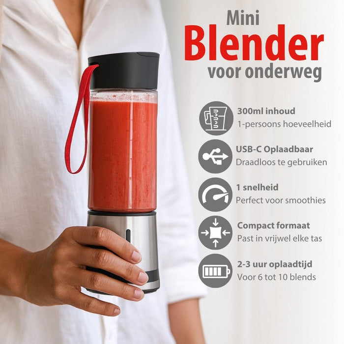 Alpina - Draagbare smoothie Maker – 125W – USB oplaadbaar - Bivakshop