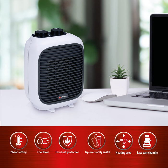 Alpina - Draagbare verwarming – 230V 1500W – PTC kachel - Bivakshop