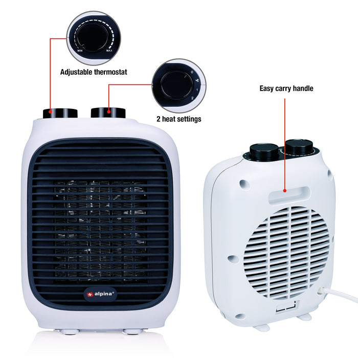 Alpina - Draagbare verwarming – 230V 1500W – PTC kachel - Bivakshop