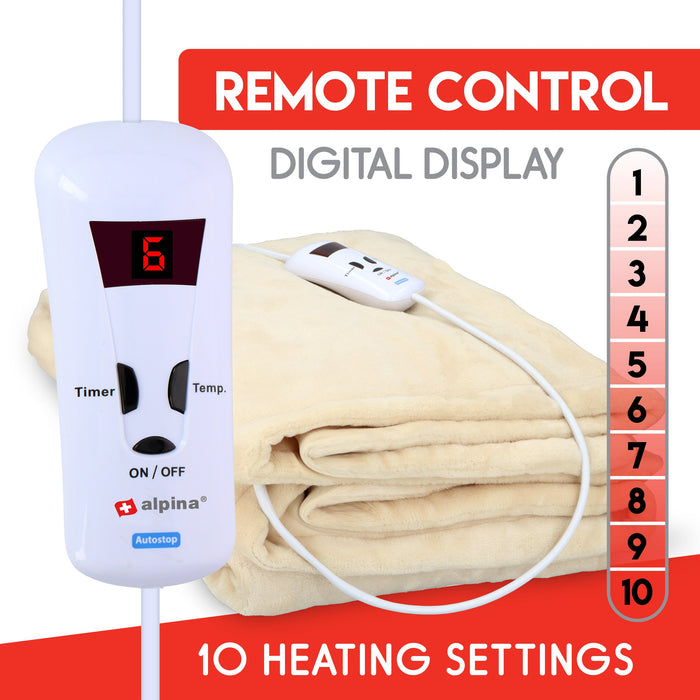 Alpina - Elektrische deken – 180 x 130 cm – beige flanel - Bivakshop