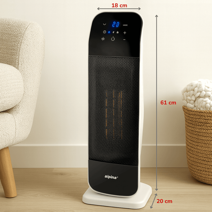 Alpina Heater Tower – 230V 2000W PTC – Kachel & ventilator - Bivakshop