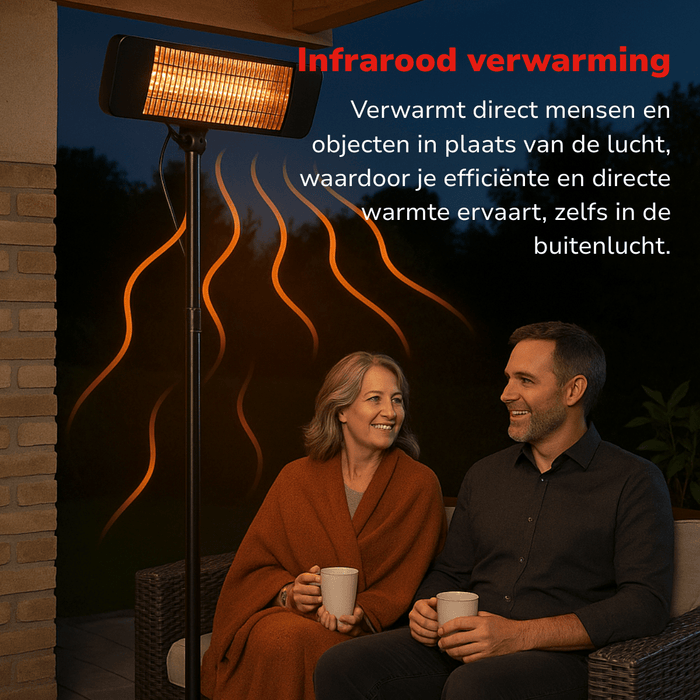 Alpina - Terrasverwarmer 650–2000W – Infrarood – Verstelbare standaard - Bivakshop