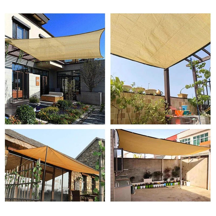 Beige zonnescherm net – Perforeerde hittebestendige zonwering voor tuin, terras & balkon - Bivakshop