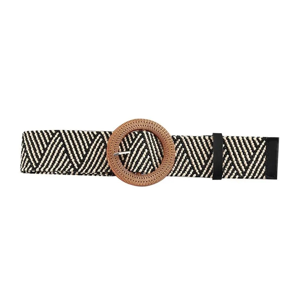 Boho gevlochten stro riem – Elastische brede tailleband casual zomerstijl – Dames accessoire - Bivakshop