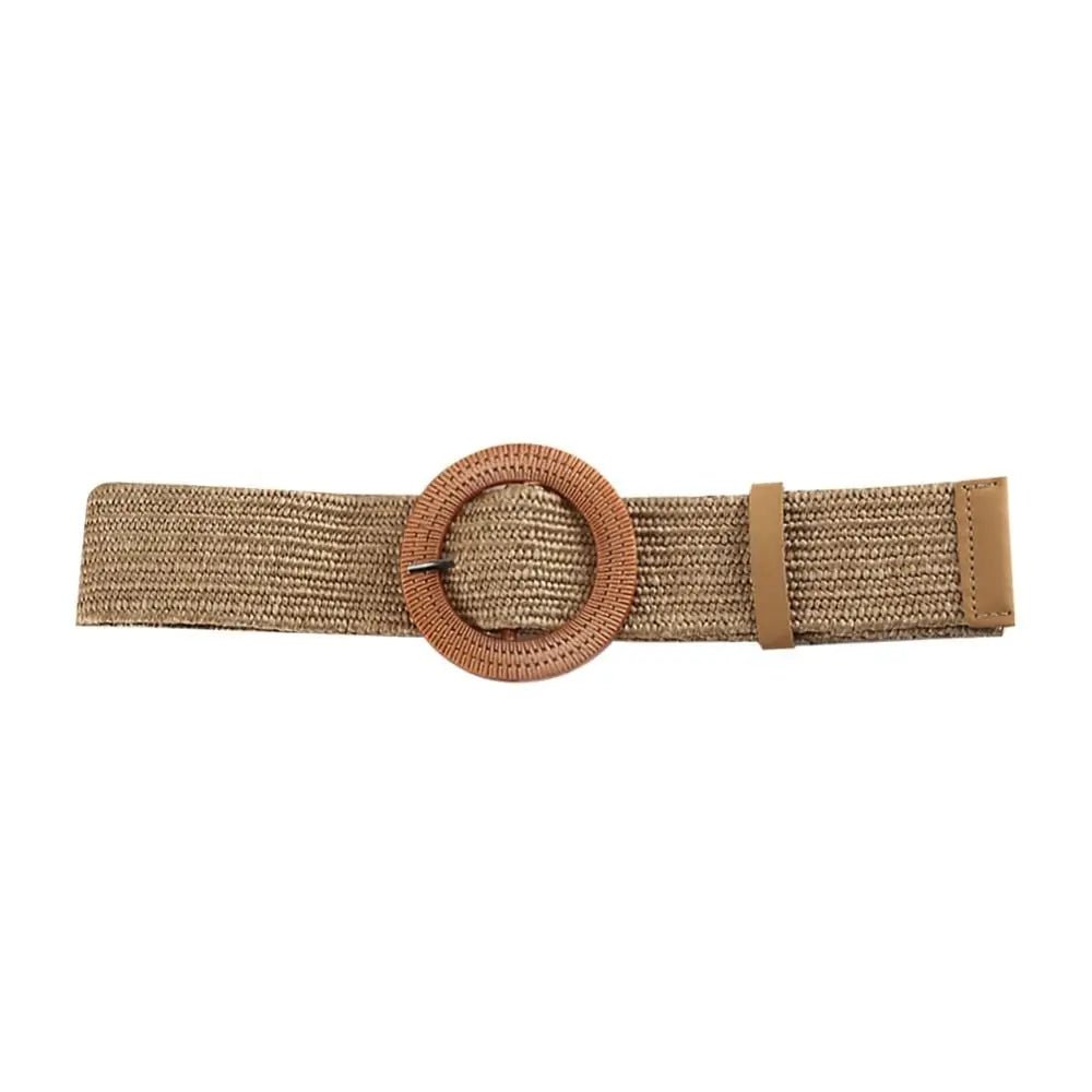 Boho gevlochten stro riem – Elastische brede tailleband casual zomerstijl – Dames accessoire - Bivakshop