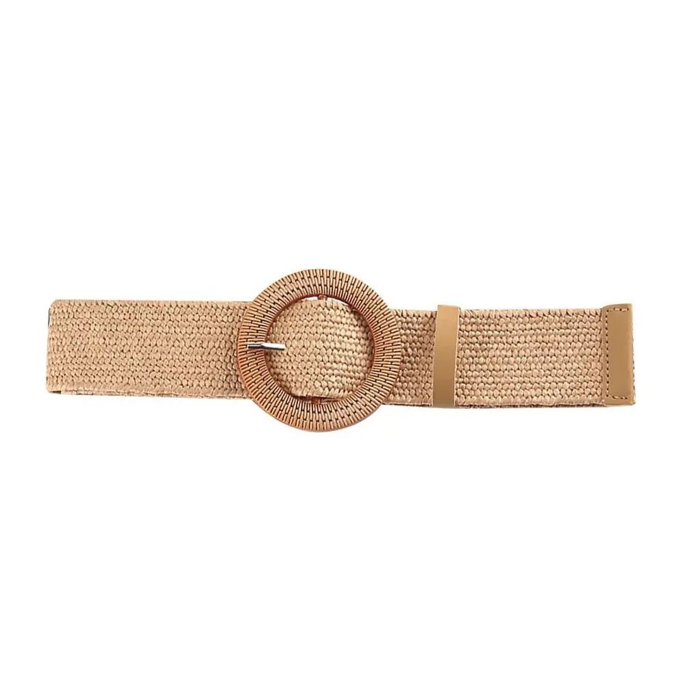 Boho gevlochten stro riem – Elastische brede tailleband casual zomerstijl – Dames accessoire - Bivakshop
