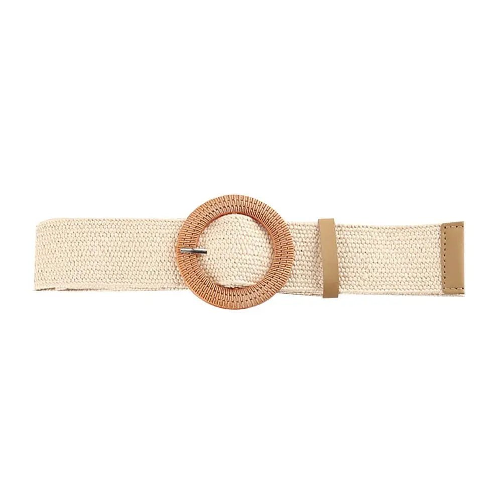 Boho gevlochten stro riem – Elastische brede tailleband casual zomerstijl – Dames accessoire - Bivakshop
