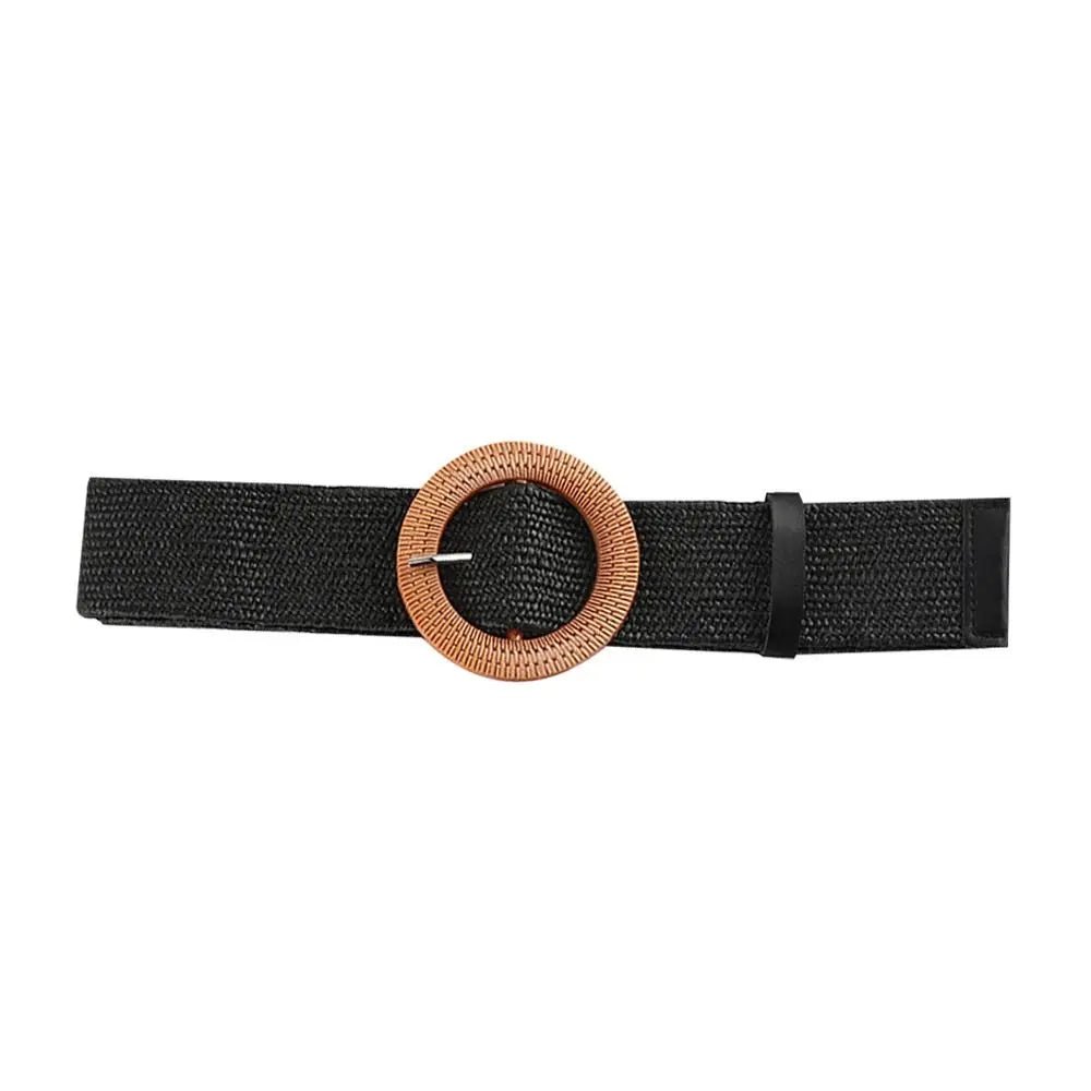 Boho gevlochten stro riem – Elastische brede tailleband casual zomerstijl – Dames accessoire - Bivakshop