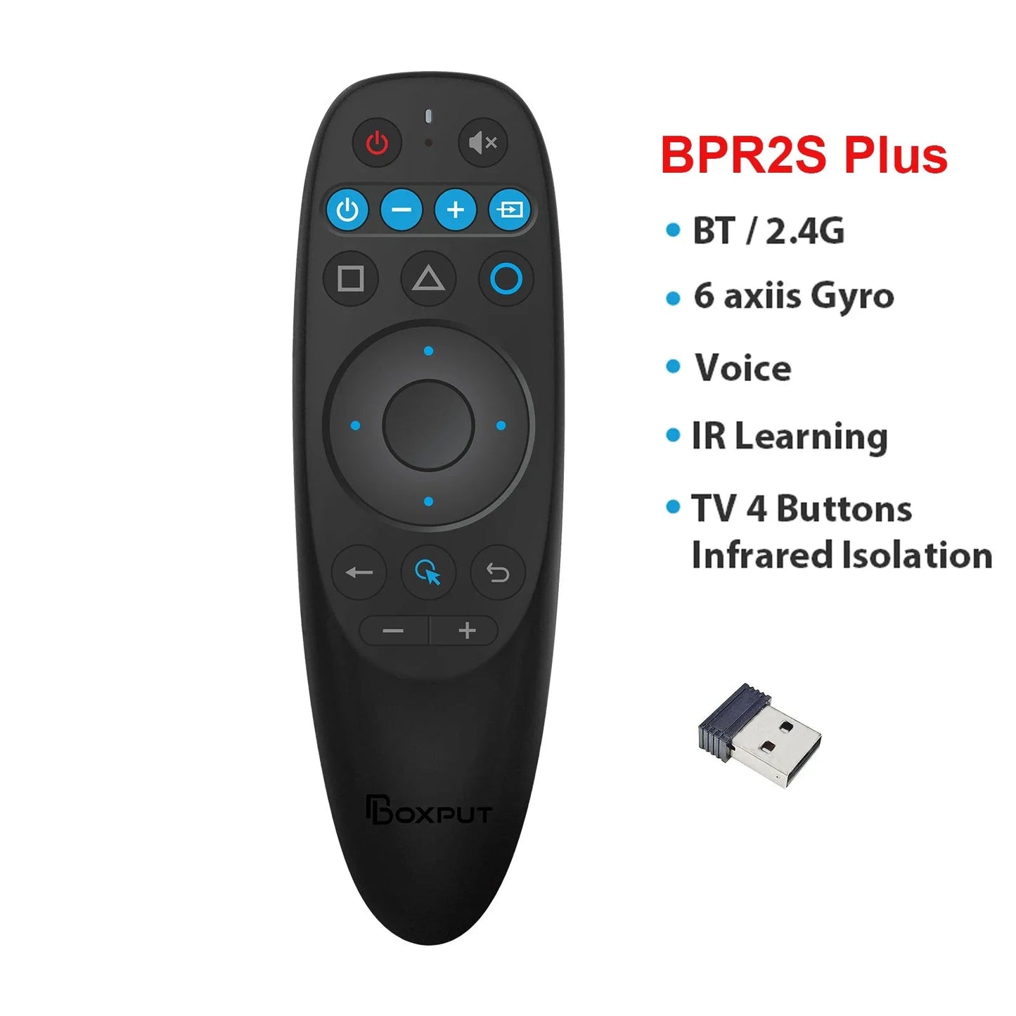 BOXPUT BPR1S/BPR2S/BPR3S Plus - Draadloze Air Mouse met voice control en IR - isolatie voor Smart TV Box - Bivakshop
