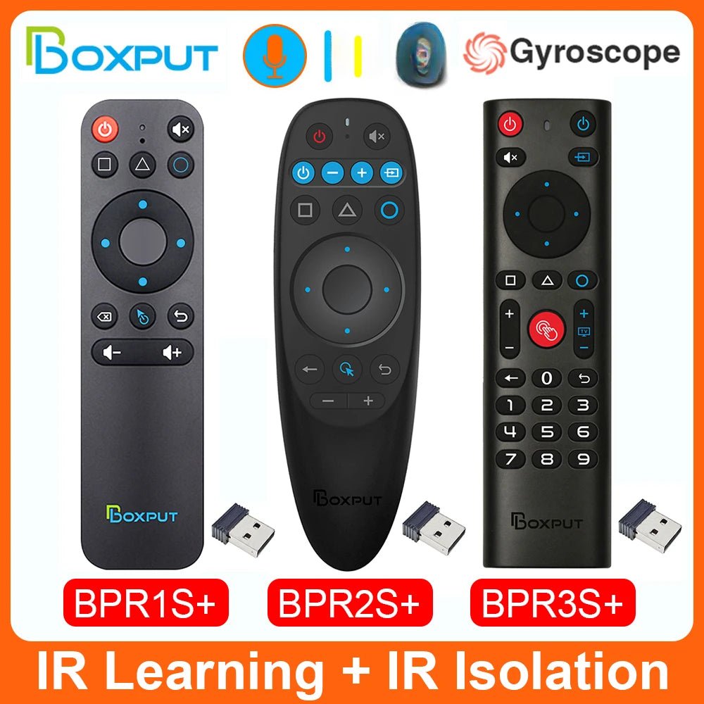 BOXPUT BPR1S/BPR2S/BPR3S Plus - Draadloze Air Mouse met voice control en IR - isolatie voor Smart TV Box - Bivakshop