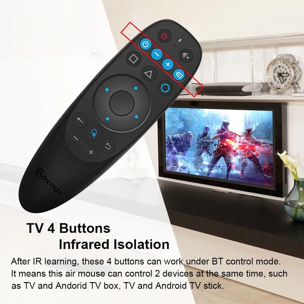 BOXPUT BPR1S/BPR2S/BPR3S Plus - Draadloze Air Mouse met voice control en IR - isolatie voor Smart TV Box - Bivakshop