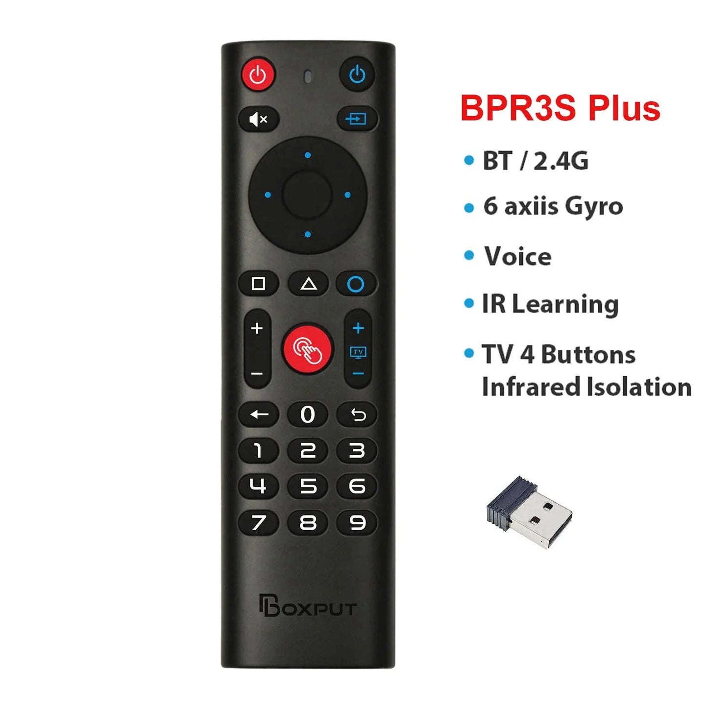 BOXPUT BPR1S/BPR2S/BPR3S Plus - Draadloze Air Mouse met voice control en IR - isolatie voor Smart TV Box - Bivakshop