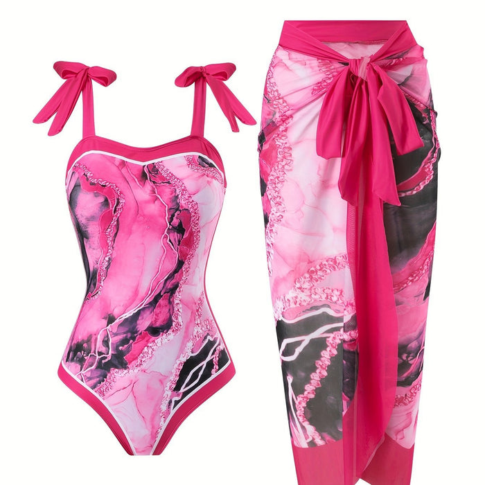 bruin marmer 2-delig badpak dames