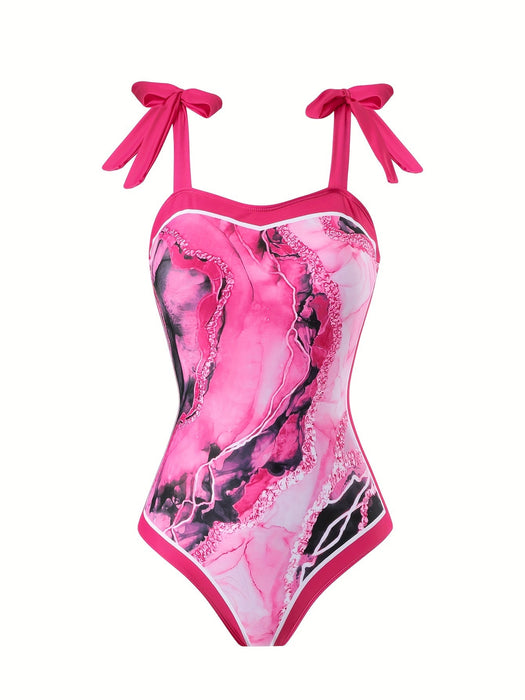 bruin marmer 2-delig badpak dames