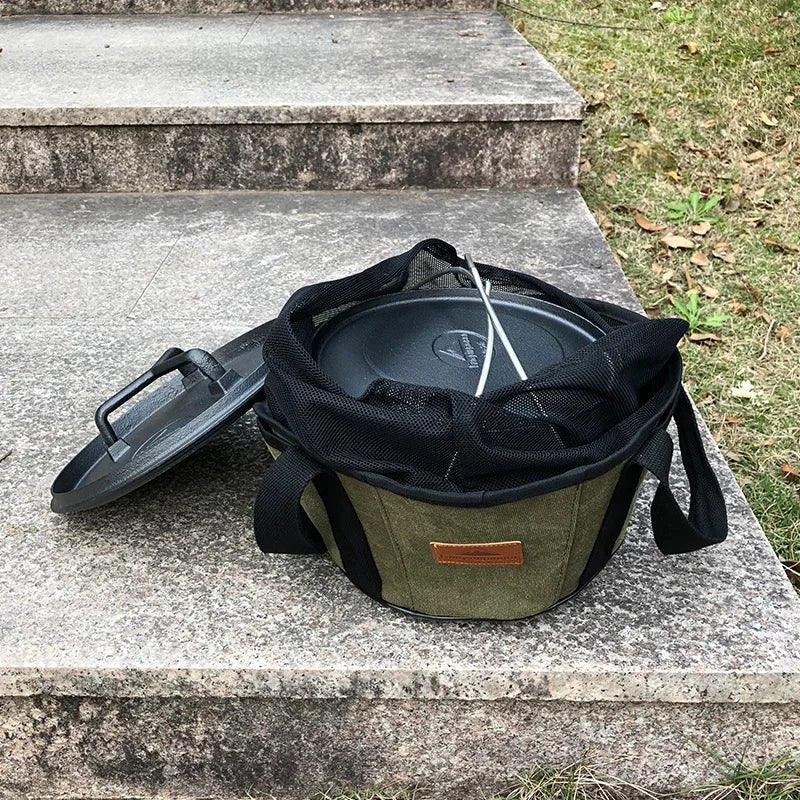 Canvas opbergtas voor barbecuepannen – Draagtas van dik canvas voor Dutch oven en kookgerei - Bivakshop