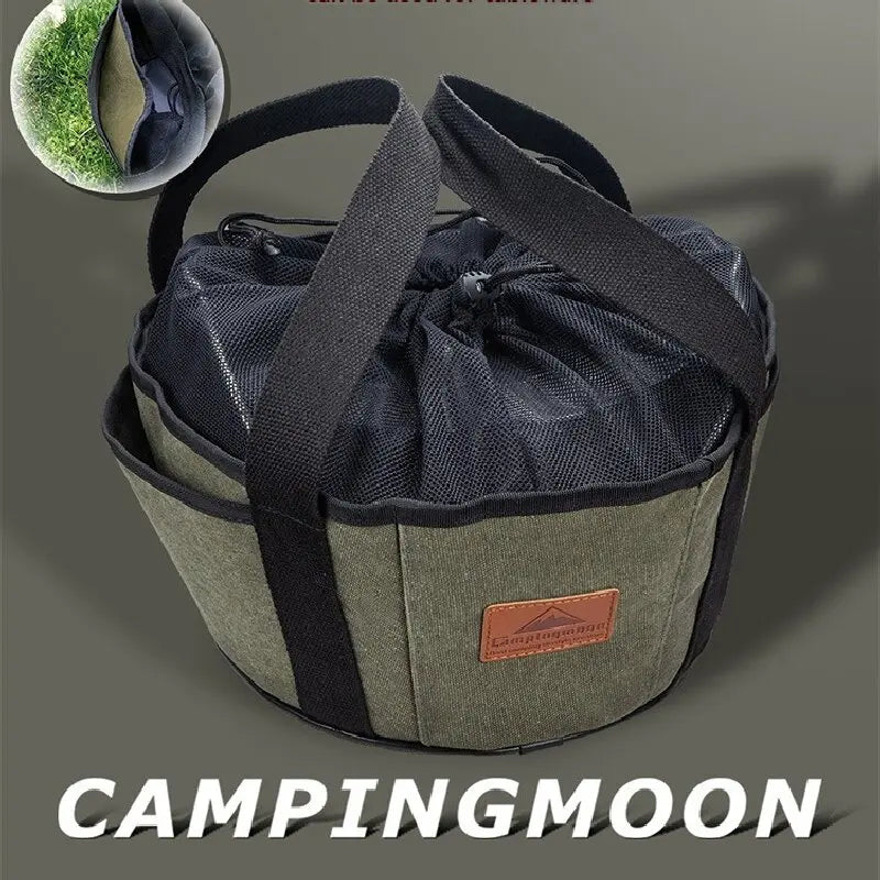 Canvas opbergtas voor barbecuepannen – Draagtas van dik canvas voor Dutch oven en kookgerei - Bivakshop