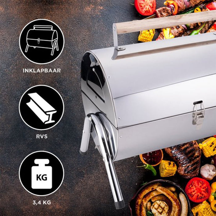 Compacte cilinderbarbecue – RVS & draagbaar - Bivakshop