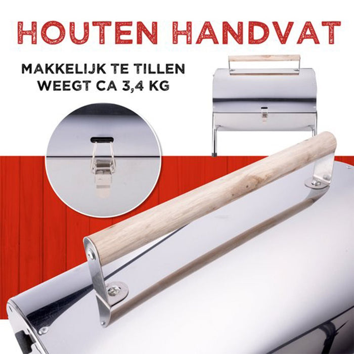 Compacte cilinderbarbecue – RVS & draagbaar - Bivakshop