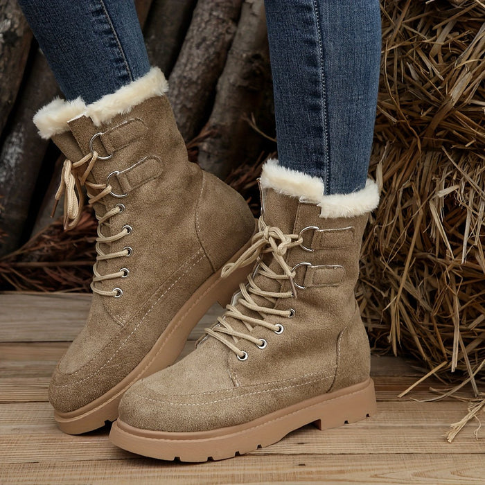 Dames sneeuwlaarzen – Warme fleecevoering – Halfhoge veterschoen - Bivakshop