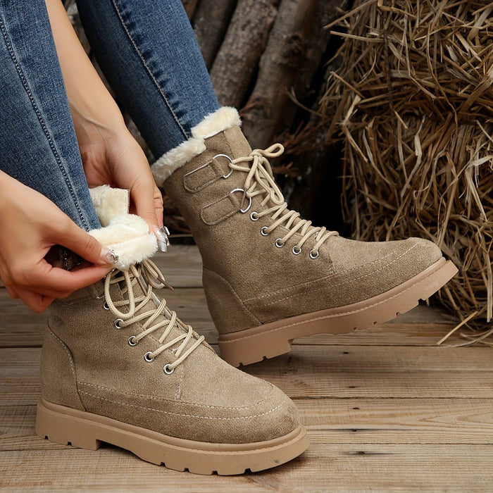 Dames sneeuwlaarzen – Warme fleecevoering – Halfhoge veterschoen - Bivakshop