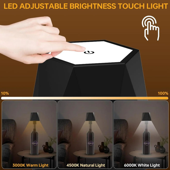 Draadloze fles tafellamp – 3 lichtkleuren – touch dimbaar - Bivakshop