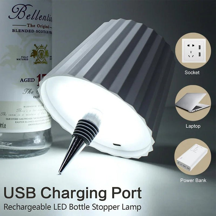 Draadloze fles tafellamp – 3 lichtkleuren – touch dimbaar - Bivakshop