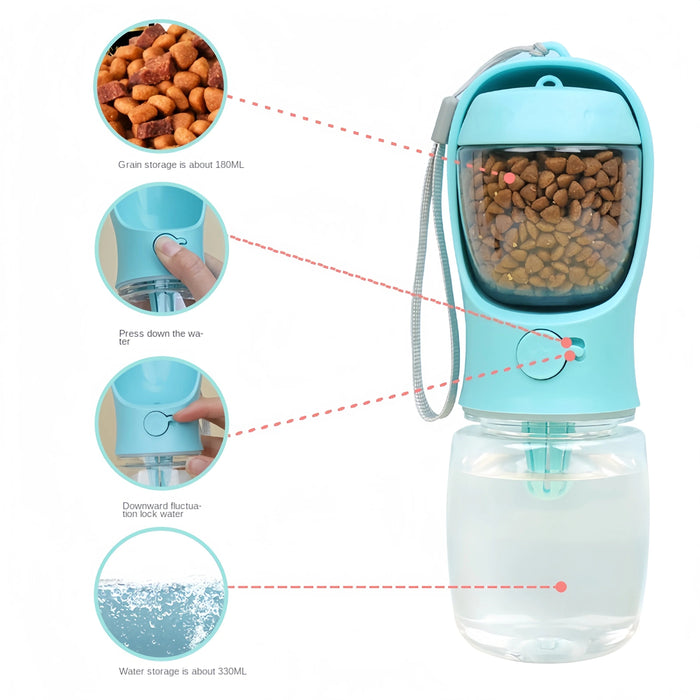 Draagbare drinkfles voor hond en kat – voer - & watercontainer – reiskom - Bivakshop