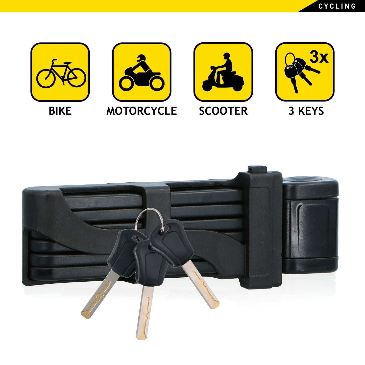 Dunlop opvouwbaar fietsslot met frame - Sterke beveiliging met 3 sleutels - Bivakshop