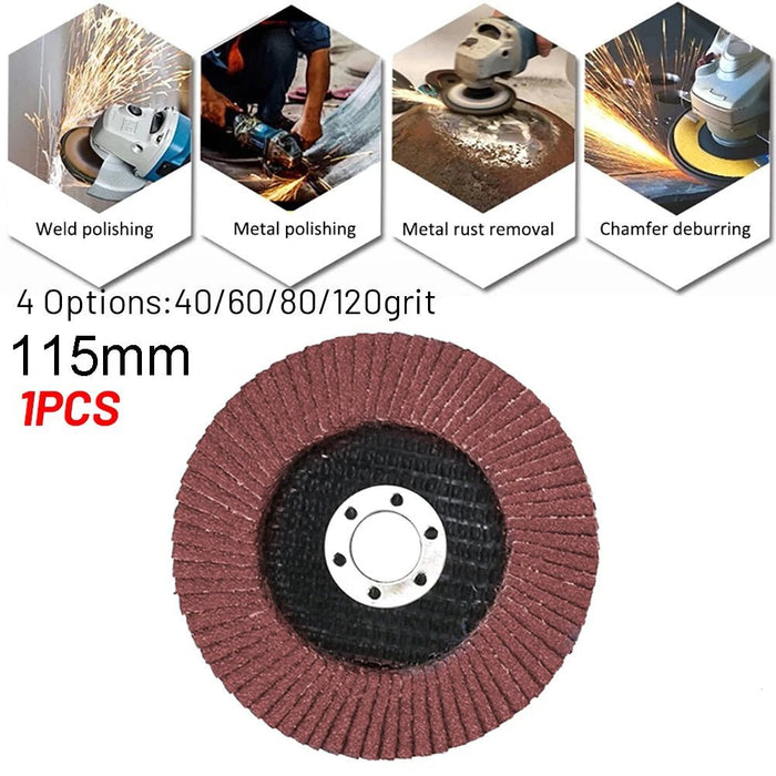 Flat flap schuurschijven – 115mm slijpschijven voor hout & metaal – Geschikt voor haakse slijper – 40/60/80/120 grit - Bivakshop