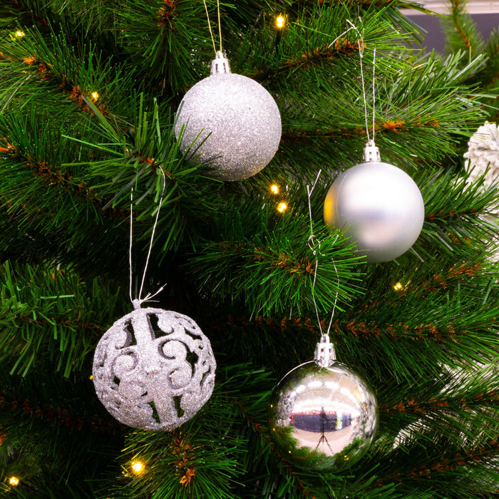 Giftsome - Kerstballen set 101 – Zilver – Inclusief piek - Bivakshop