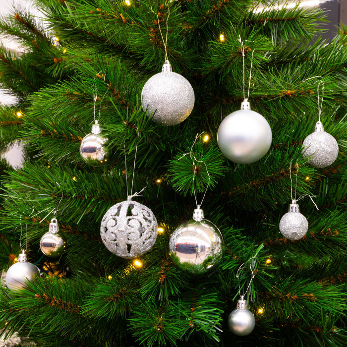 Giftsome - Kerstballen set 101 – Zilver – Inclusief piek - Bivakshop