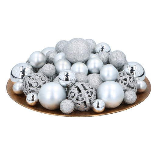Giftsome - Kerstballen set 101 – Zilver – Inclusief piek - Bivakshop