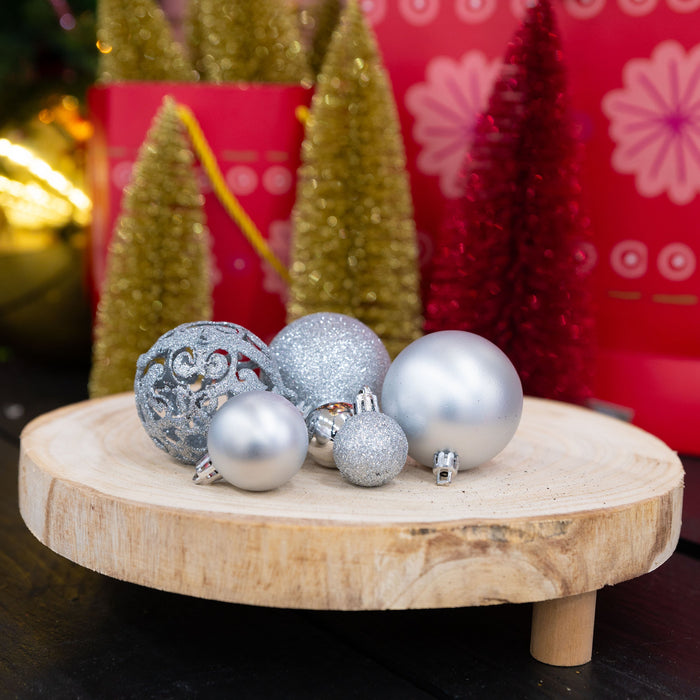 Giftsome - Kerstballen set 101 – Zilver – Inclusief piek - Bivakshop
