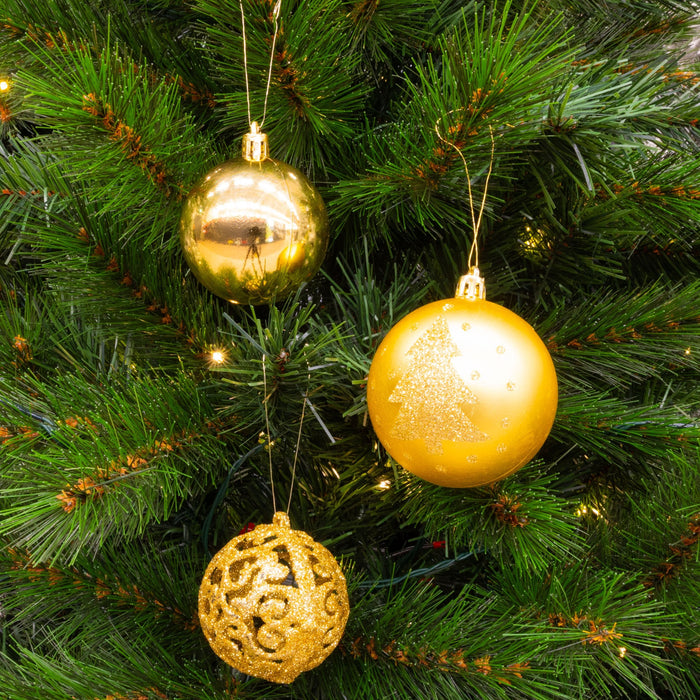 Giftsome - Kerstballen set goud 60 - delig – Onbreekbaar – Inclusief piek - Bivakshop